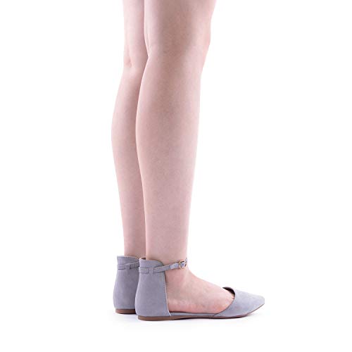 Dream Pairs Womens Flapointed-Ankle Casual D'orsay Pointed Plain Ballet Comfort Soft Slip On Flats Shoes, Grey - 12 (Flats,Ballet) #TOP7