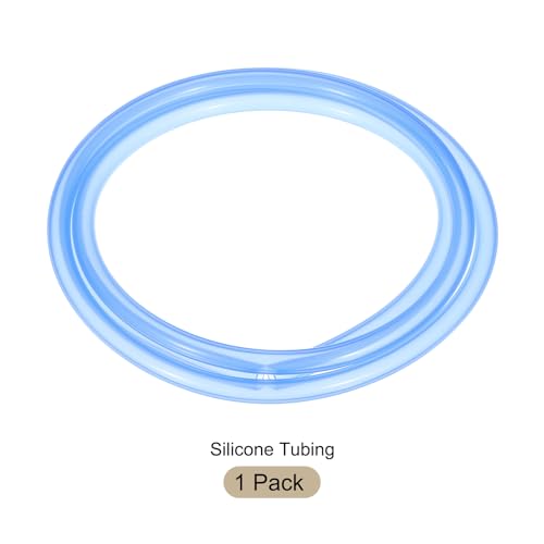 Image of 1m(3.3ft) 4mm(0.16 inch) ID x 6.4mm(1 /4 inch) OD Silicone Tubing Blue Industrial Plastic Tubing Pure Silicone Hoses for Pump Siphoning Draining Irrigation Brewing