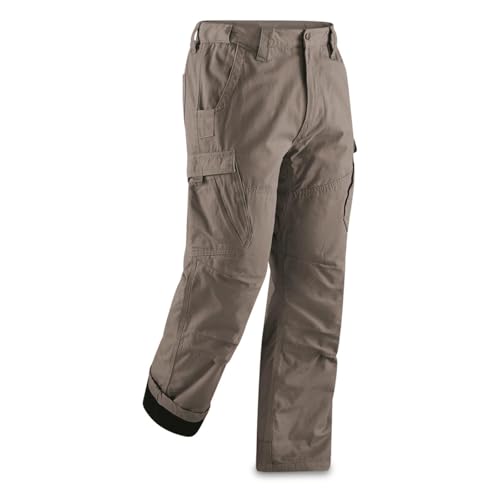 Guide Gear Fleece-lined Flex Canvas Cargo Pants for Men, Relaxed Fit Work Pant with Pockets