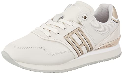 Tommy Hilfiger Tapis de Ville décontracté en mélange de matériaux, Basket Femme, Gris Whisper, 40 EU