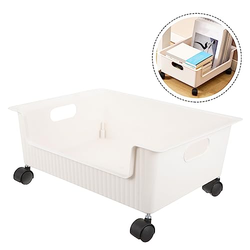 PRETYZOOM Caixa De Armazenamento Com Polias Caixas De Armazenamento Carrinho De Armazenamento Livros