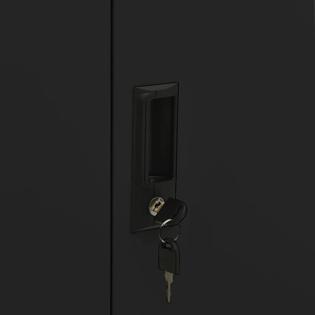 Générique Büroschrank aus schwarzem Stahl, 90 x 40 x 102 cm, mit 2 verstellbaren Einlegeböden, für Ordner, Aktenordner mit Kugellagern