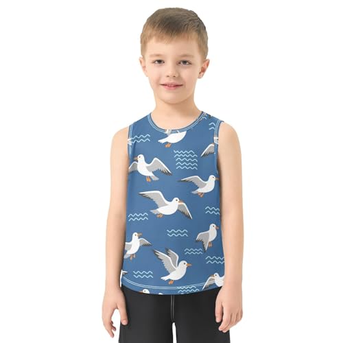J JOYSAY Seagull Wave Blue Boys Tank Top Sleeveless Muscle Shirts Quick Dry Workout Active Sport Kids T-Shirts 3-15T2