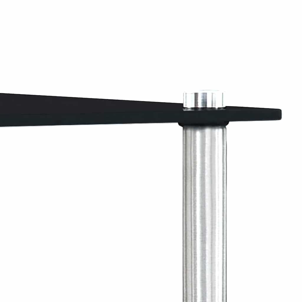 Juego de 3 mesas de cristal templado negro con marco de aluminio, 3 tamaños, mesa auxiliar, mesa de centro para salón, oficina, balcón, apilable, ahorra espacio, moderna solución de