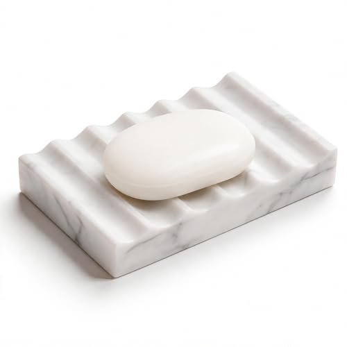 Mylvrek Marble Soap Dish Non Slip Marble Soap Holder for Bathroom