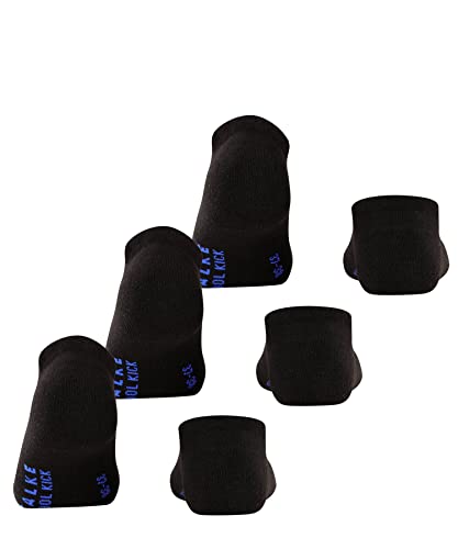 FALKE Uniseks Skarpety do trampek Cool Kick Sneaker 3-Pack U SN Oddychający I Szybkoschnący krótkie jednokolorowe 3 Pak, Czarny (Black 3000), 44-45