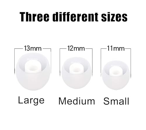 Image of REDWIND Replacement Earphone Silicone Rubber Eartips 3-Size, 12 Caps for Realme Boat JBL Oppo Vivo Samsung One Plus Wired & Bluetooth Neackband Earpads(Inner Hole 3.8mm -4.8mm 6-Pair) (White)