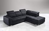 grafito Dafne Italian Design Sofá cama esquinero de 3 plazas con chaise longue a la derecha. Polipiel efecto nobuk grafito (266 x 230 x 94 cm)