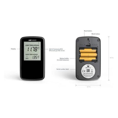 Air Things Airthings Corentium Battery-Operated Lightweight Digital Home Radon Detector With Lcd Display For Continuous And Long-Term Monitoring thumb #2