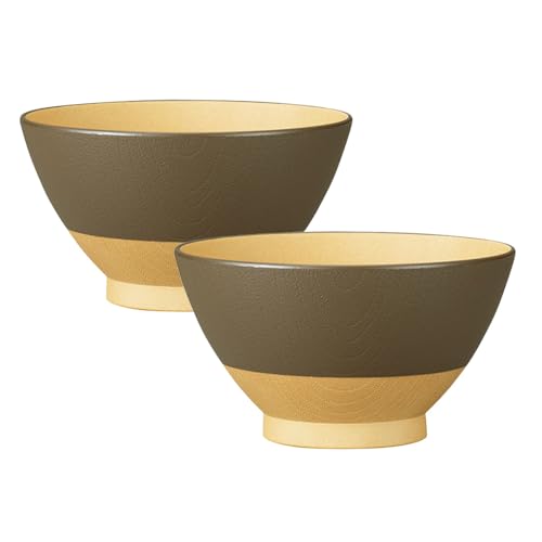 お茶椀 おしゃれ 食洗機対応 電子レンジ対応 やさしい彩り 抗菌 飯椀 くすみカラー アースカラー 日本製 山中塗り (クルミ色 2個セット)