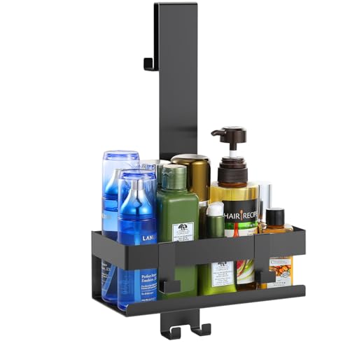 Emibele Over The Door Shower Caddy, 304 Stainless Steel Hanging Shower Caddy Rustproof Shower Shelves, No Drilling Hanging Shower Organizer for Bathroom Glass Door, Black by Emibele - Used condition - CA$20.15
