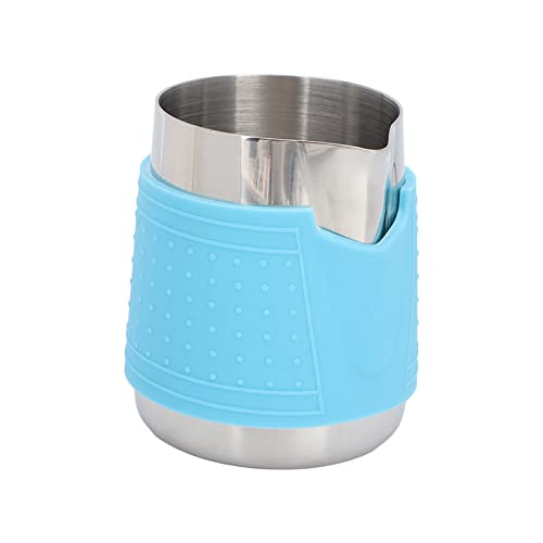 FLEXMAN Brocca Schiuma di Latte da 350 ml, Brocca a Vapore per Latte in Acciaio Inossidabile con Silicone Isolante Termico, Brocca Senza Mano per Casa, Bar, Ristorante, Hotel