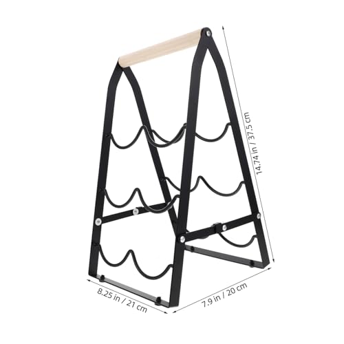 Soporte para botellas de vino plegable de hierro y madera miniatura 2