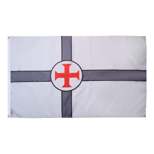 AZ FLAG - Drapeau Société Secrète Ordre du Temple - 90x60 cm - Drapeau Templiers 100% Polyester Avec Oeillets Métalliques Intégrés - Pavillon 50 g