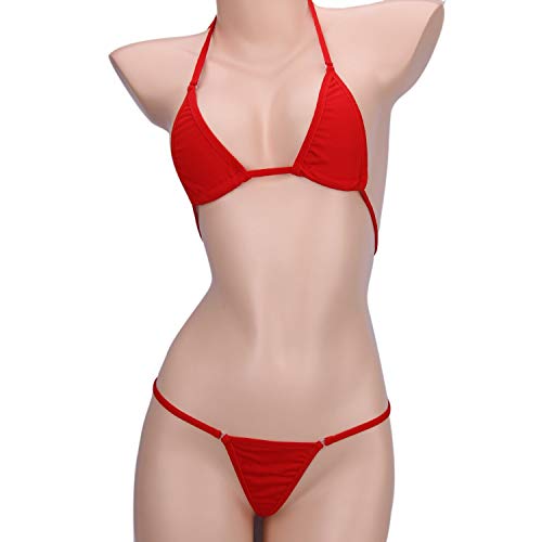 EVAbaby Women Micro G-String Bikini 2 Piece Swimsuit Sheer Extreme Mini Thong Set Bathing Suit Swimwear