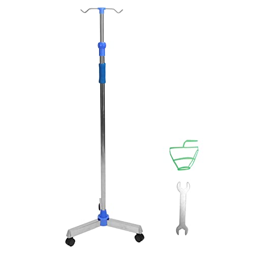 Iv Pole, Iv Stand Pole, 2 Hooks, 3 Caster, Portable Rolling Iv Bag Holder With Wheels, Stable Stainless Steel Infusion Stand For Hospital And Home, Adjustable Height #TOP6