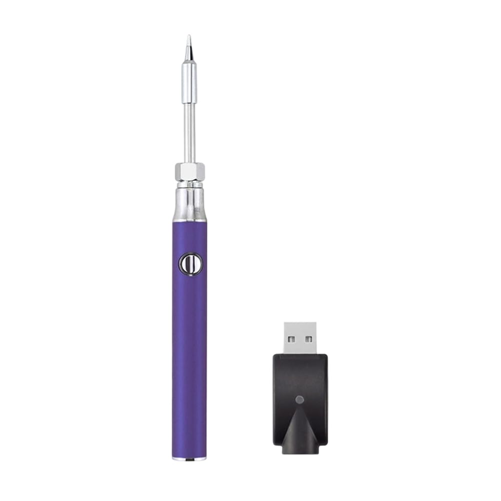Jnchdghwa Purple 510 Thread Mini Soldering Iron 3-Level Voltage Soldering Iron Pen With Soldering Iron Tip 1100Mah Usb Rechargeable