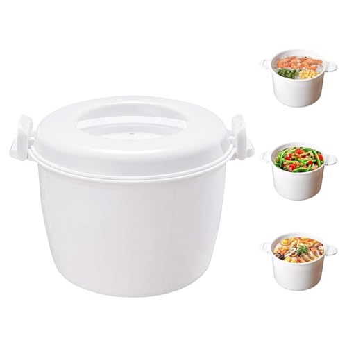 Reiskocher Mikrowelle Tragbarer Mikrowellen Reiskocher Mikrowellen Dampfgarer Filterabdeckung BPA-frei zum Dämpfen Servieren & Aufbewahren Ideal für Getreide Couscous (1.8L)