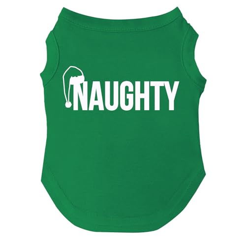Naughty Dog Tee Shirt | Sleeveless | Christmas | Festive Holiday Costume | Santa Claus & Elf | Stocking Stuffers | Photoshoot Prop (Green, 3X-Large 105)