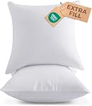 Throw Pillow Inserts 18x18 Inch Set of 2, White 550g Down Alternative Fill, Extra Plump Square Cushion Stuffers for Couch Sofa Bed Decorative Covers, Hypoallergenic Machine Washable, 45x45 cm