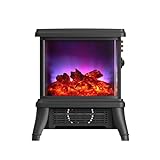 18 inch Panoramic Window with 1500W/1650W Electric Wood Fireplace Flame Effect, 4-in-1 Independent Indoor Space Heater. Full arc 3D Panoramic Flame Effect with 3S Fast Heating