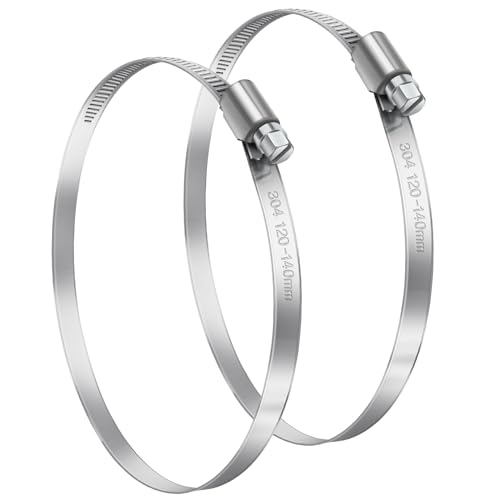 Bolatus Fascette stringitubo regolabili da 120-140 mm, 2 morsetti a vite senza fine in acciaio inox 304 per fissare connessioni in tubazioni domestiche di gas, acqua e carburante