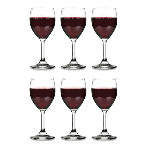 Vikko 8.5 Ounce Small Wine Glasses Set of 6, Fancy Red and
