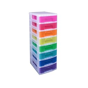 8 x 7 liter laden, die stapelbaar zijn en in verschillende kleuren voorkomen van Really Useful