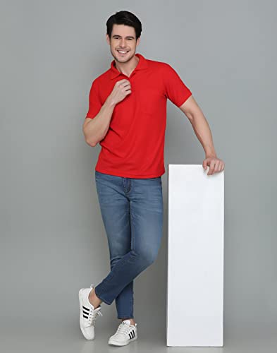 Image of INKKR Men's Polo Neck Half Sleeve Cotton Blend Regular Fit T-Shirt With Pocket