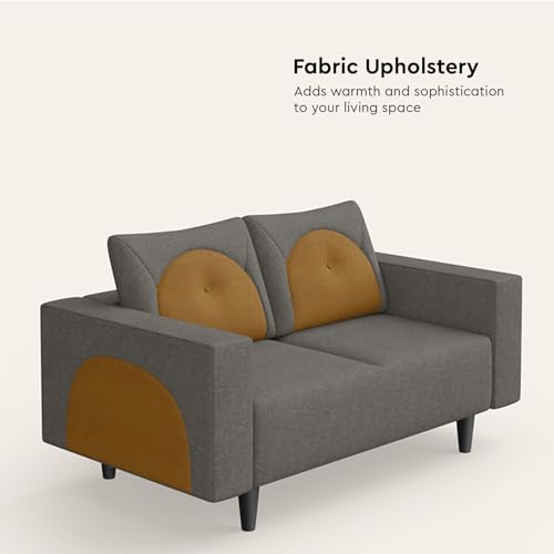 Image of Interio by Godrej Sofa Windle 2-Seater Fabric Sofa for Living Room, 3-Years Warranty, Solid Wood, Taupe and Camel
