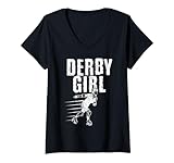 donna retro roller derby girl skate roller girl maglietta con collo a v