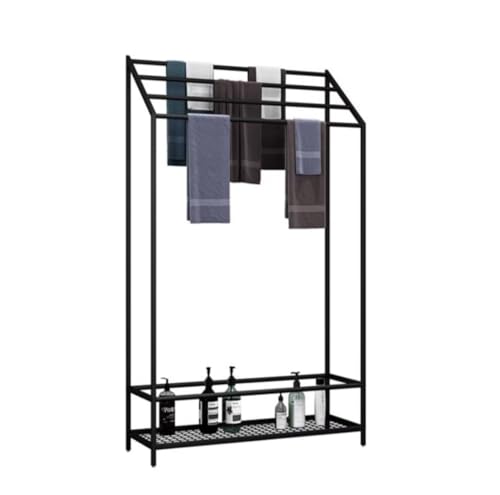 ASerZenith Toallero Independiente, Soporte para Toallas, Toallero Independiente De 4 Niveles con Estante De Almacenamiento, Soporte para Toallas De Hierro, Toallero Nórdic(A-Black-70 * 25 * 120Cm)
