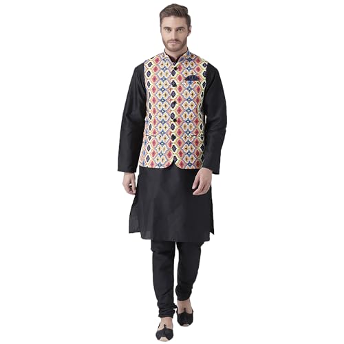 Image of hangup 3 Pc Kurta Pajama Set For Men (3PCABlack-KPW)