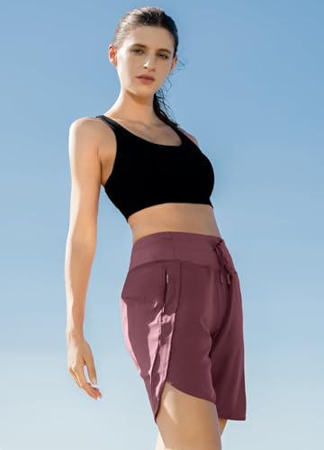Image of Willit Women's 7 inch Athletic Running Shorts Long Workout Hiking Shorts Quick Dry High Waisted Active Zipper Pocket