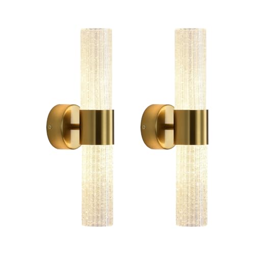 Gold Wall Sconces Set of Two - 18 inch Dimmable