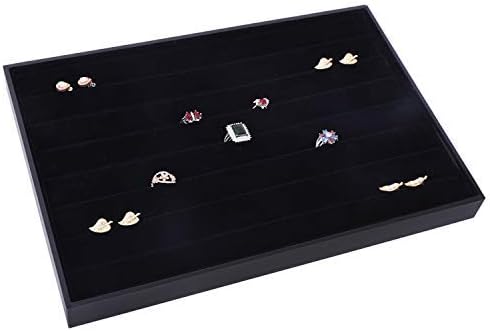 AUTOARK Velvet 7 Slots Jewelry Rings Earrings Tray Showcase Display Organizer,Black,AJ-033