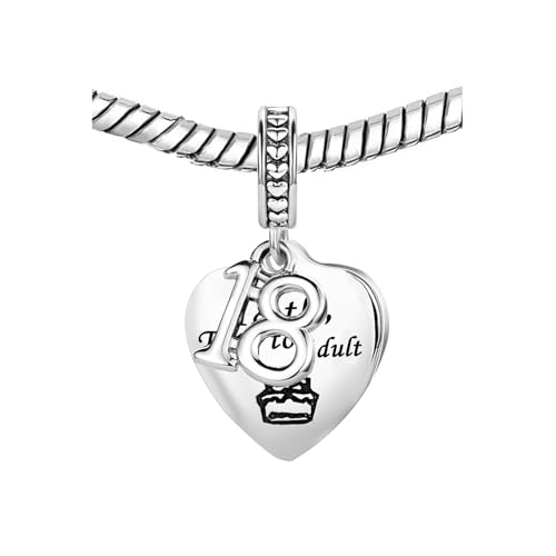 KunBead 12 13 16 18 21 30 40 50 60 70 Happy Birthday Cake Heart Dangle Charms Compatible with Pandora Bracelet for Auntie Friend Sister Mom Daughter Grandma Granddaughter4