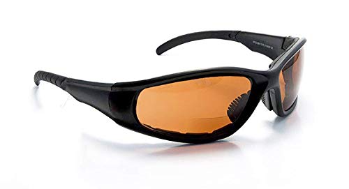 Padded Bifocal Sunglasses for Women and Men Motorcycle Wrap-Around Riding with Magnifier Inserts by FLORIDA GLASSES (Strength +2.00)