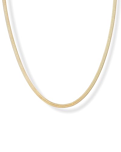 PAVOI Waterproof Chain Necklace for Women, 14K Gold Plated Layering Chains | Flat Curb, Herringbone, Snake, Rope, Figaro, Cuban Link & Paperclip Chain Necklaces, Stainless Steel Fashion Jewelry