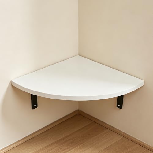 Estantería esquinera triangular de madera con balda curva para cocina y baño 3