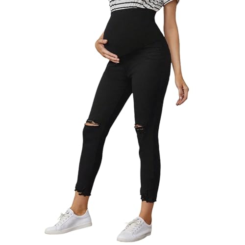 Generisch Vaqueros ajustados rotos para embarazadas - Jeggings elásticos de cintura alta, 24, XL