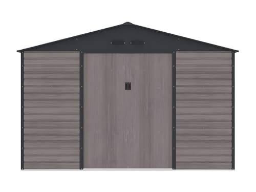 Venta-unica - Gartenhaus aus verzinktem Stahl in Holzoptik ADELMO - grau - 10,98 m∂˝