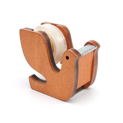 AMONENZ Dévidoir Ruban, Bois Devidoir Ruban Bureau, Vintage Forme Colombe Dérouleur-Ruban Emballage, avec 1 Rouleau de Ruban Adhésif, pour Bureau et école