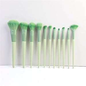 MADALIAN 11pcs Green Makeup Brush Set for Beginners Complete Set Of Soft Beauty Tools