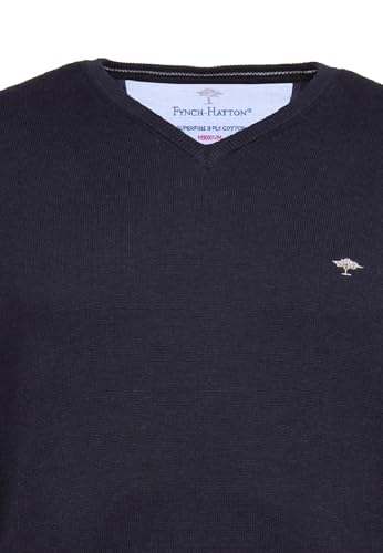 FYNCH-HATTON Pullover aus Baumwolle mit V-Ausschnitt Night / 4XL – Ansicht 3