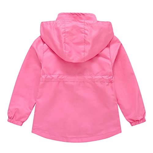 Kids Boys Girls Winter Coat With Pocket Hooded Jacket Toddler Zipper Windproof Outwear Weather (Hot Pink, 5-6 Years)2