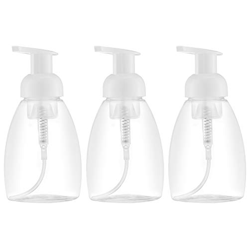 Lisapack 8.3oz Foam Pump Bottle Dispenser (3 PCS) Small Foaming Soap for Travel Hand Castile soap, Lash Cleaner (250ml, Transparent)