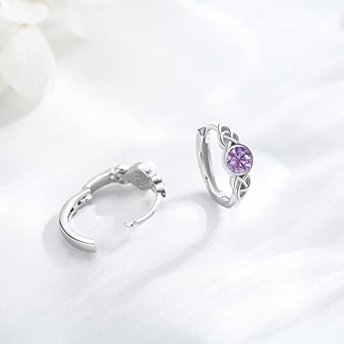 Celtic Hoop Earrings, Graduation Gift 925 Sterling Silver June Birthstone Celtic Knot Hoop Earrings Hypoallergenic Alexandrite Celtic Jewelry Gift For Women Christmas Birthday #TOP4