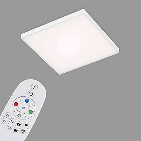 Briloner Leuchten - LED Panel, dimmable LED Ceiling Light, Frameless, Colour Temperature Control, RGB,incl. Remote Control, 16 Watts, 1,800 Lumens, White, 295x295x57mm (LxBxH) Cover