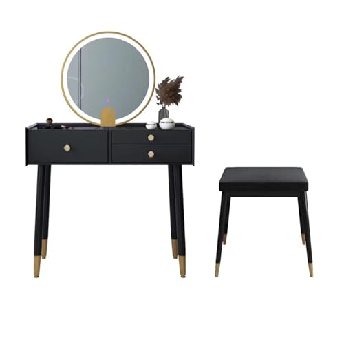 Tocador Negro Vintage 80cm Mesa de Maquillaje